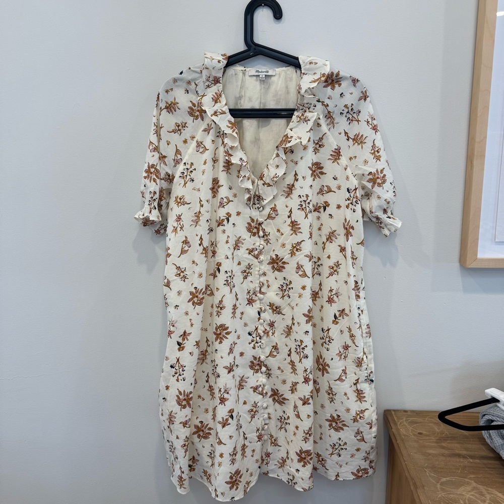 Madewell Ruffle Button-front Trapeze Dress in Floral Reef